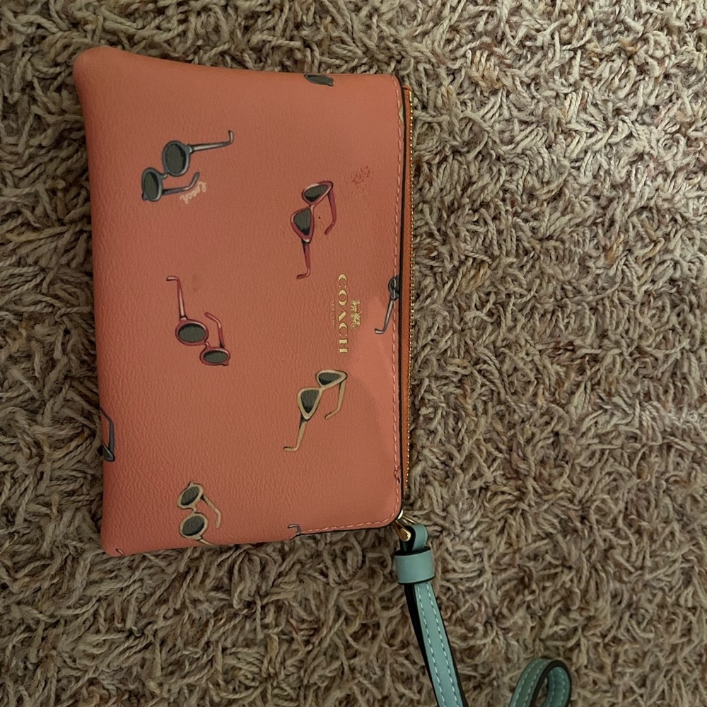 Coach Pink Clutch with Artistic Embroidery